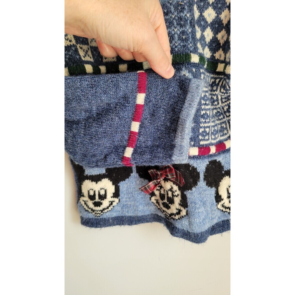 Vintage Mickey & Minnie Mouse Disney Knit Sweater L USA Made 90s Patchwork - Picture 4 of 6